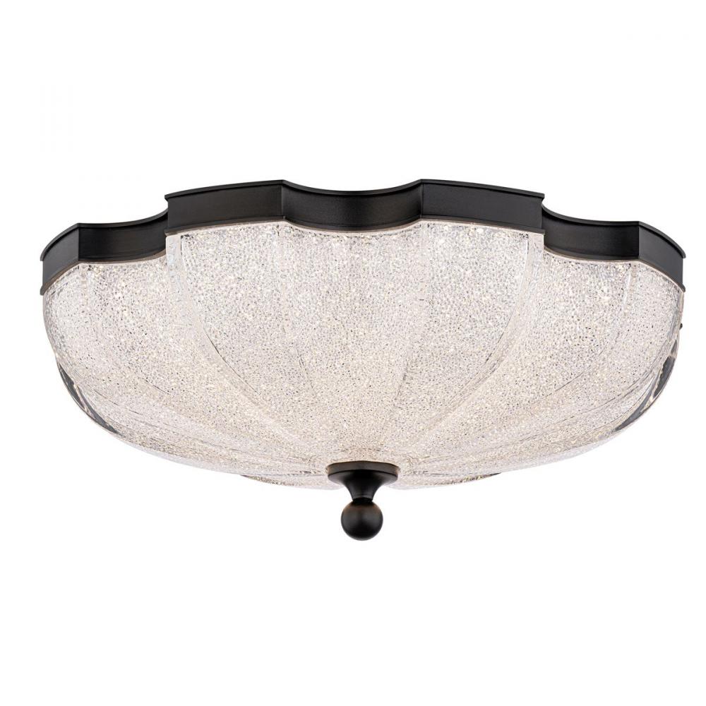 Cupola 16in 120/277V LED Flush Mount in Aged Brass with Radiance Crystal Dust