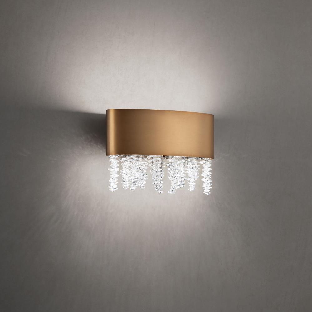 Soleil 10in LED 3000K/3500K/4000K 120V-277V Wall Sconce in Aged Brass with Clear Optic Crystal