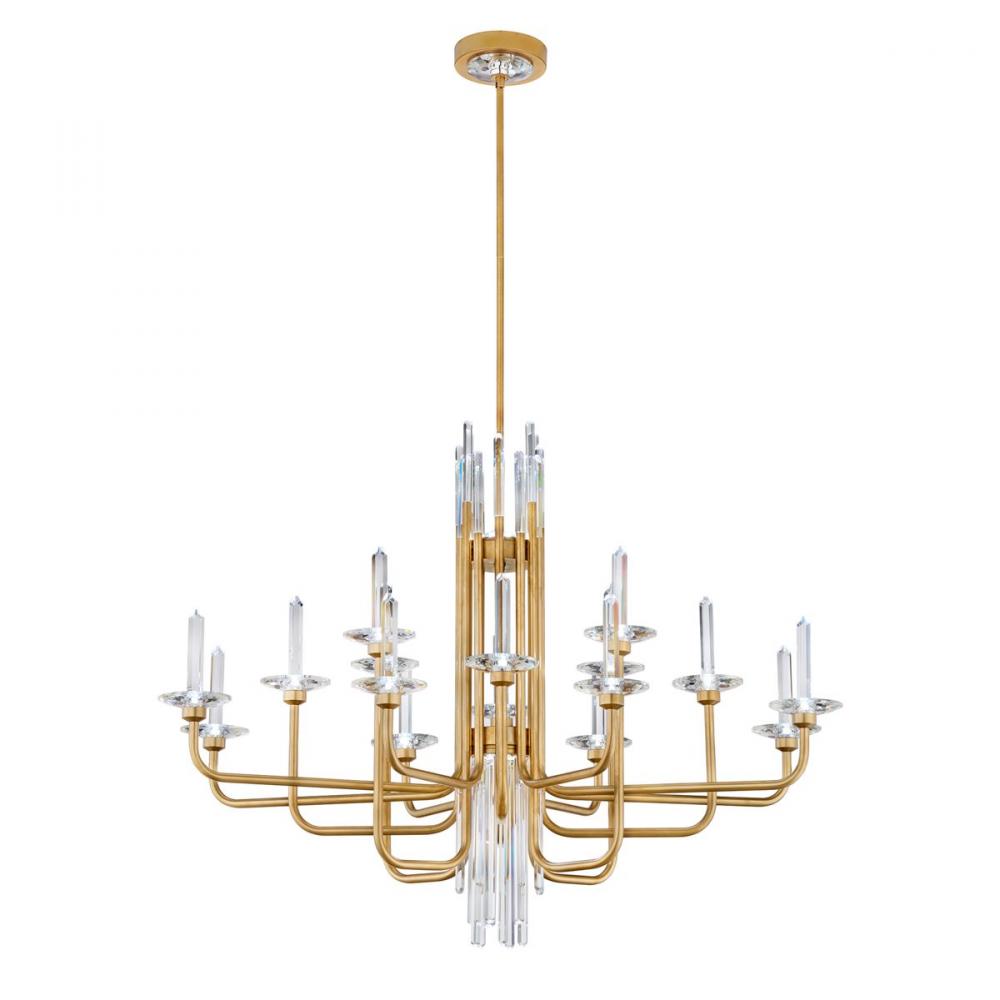 Calliope 16 Light 120-277V Chandelier in Soft Gold with Clear Optic Crystal