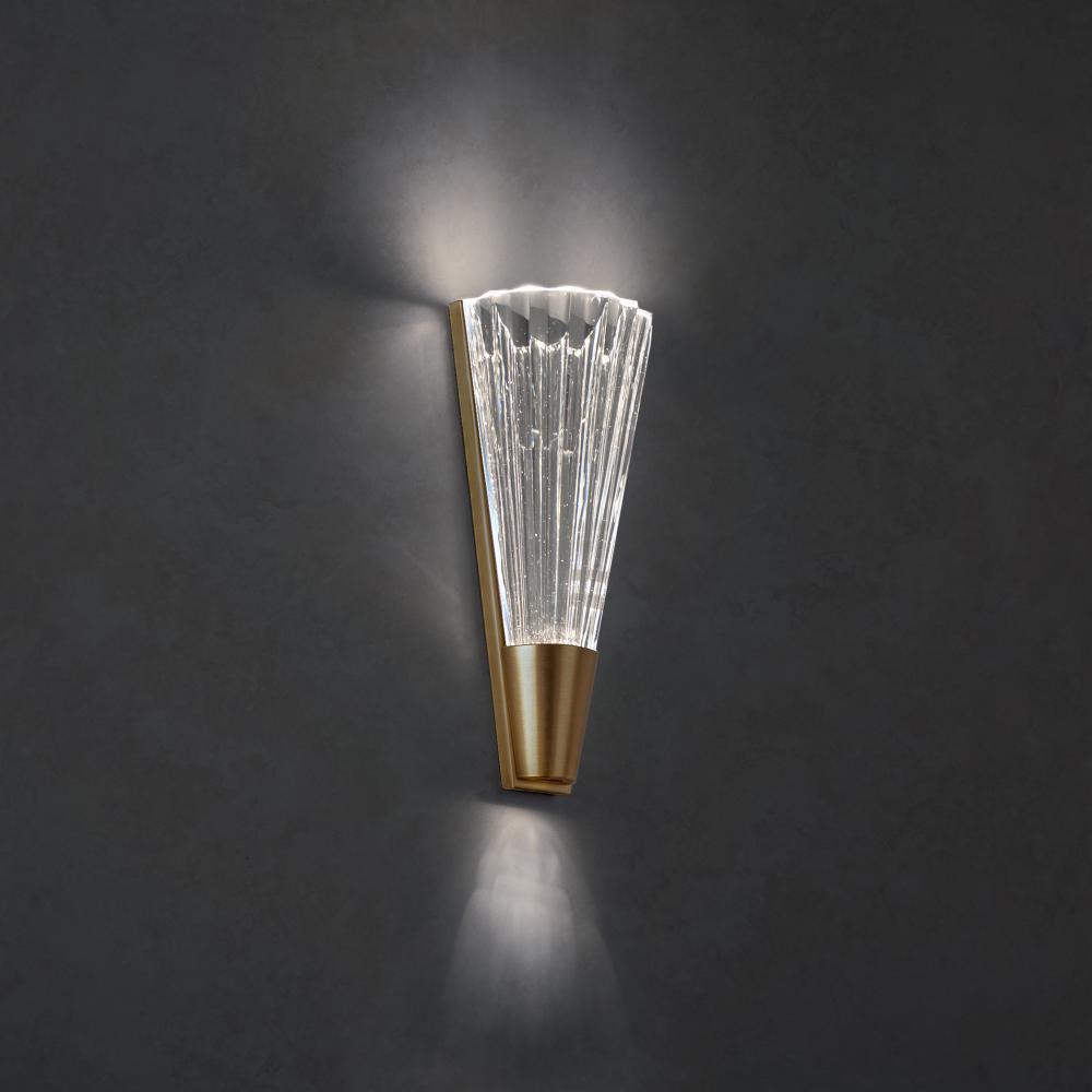 Origami 14in LED 3000K/3500K/4000K 120V-277V Wall Sconce in Aged Brass with Clear Heritage Handcut
