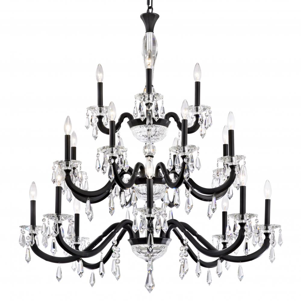 Napoli 20 Light 120V Chandelier in Black with Clear Radiance Crystal