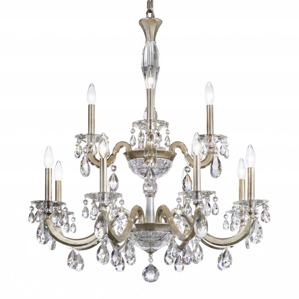 San Marco 12 Light 120V Chandelier in Antique Silver with Clear Radiance Crystal