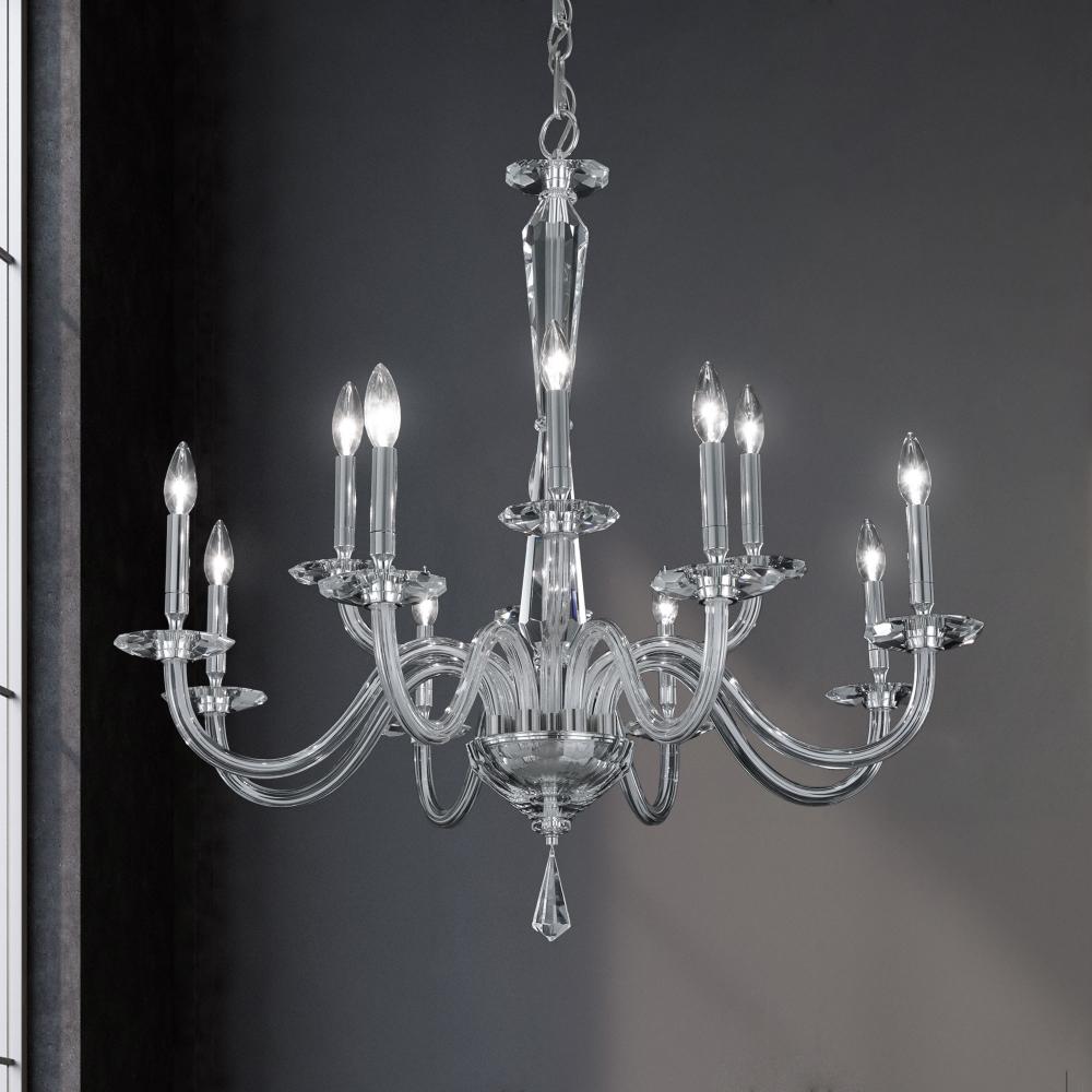Habsburg 12 Light 120V Chandelier in Polished Chrome with Clear Optic Crystal