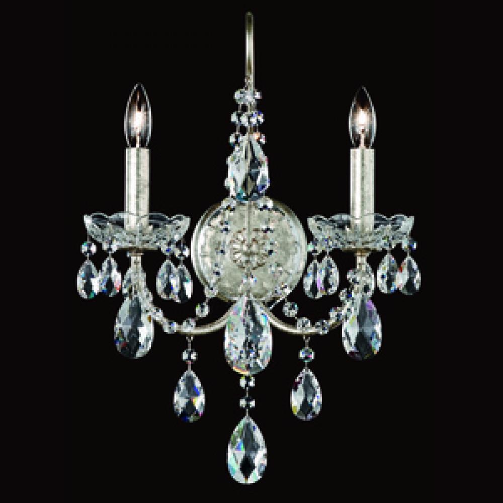 Sonatina 2 Light 120V Wall Sconce in Antique Silver with Clear Heritage Handcut Crystal