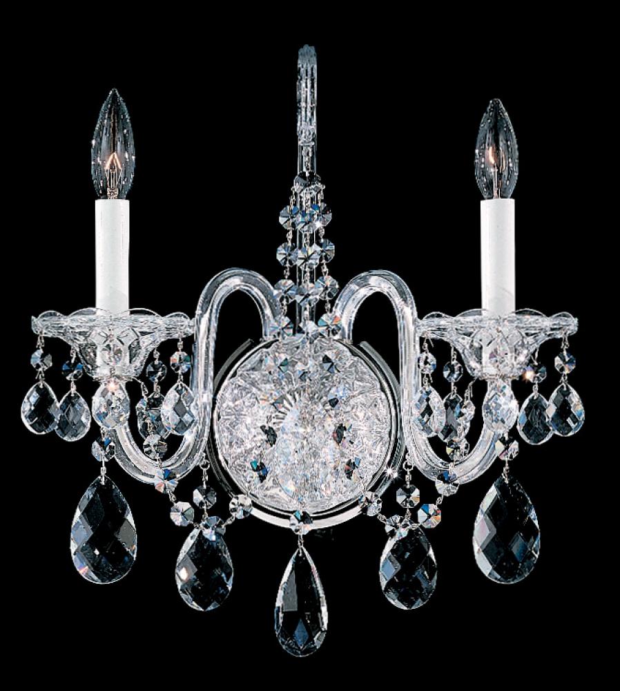Sterling 2 Light 120V Wall Sconce in Polished Silver with Clear Heritage Handcut Crystal
