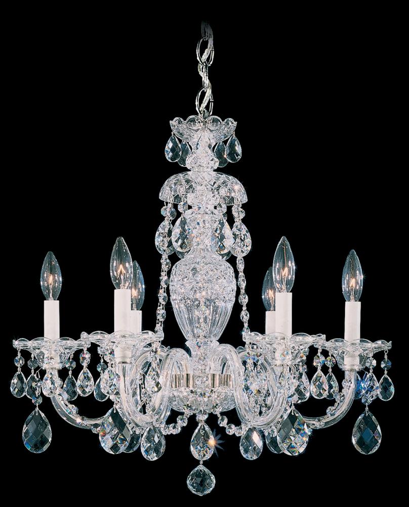 Sterling 6 Light 120V Chandelier in Polished Silver with Clear Heritage Handcut Crystal
