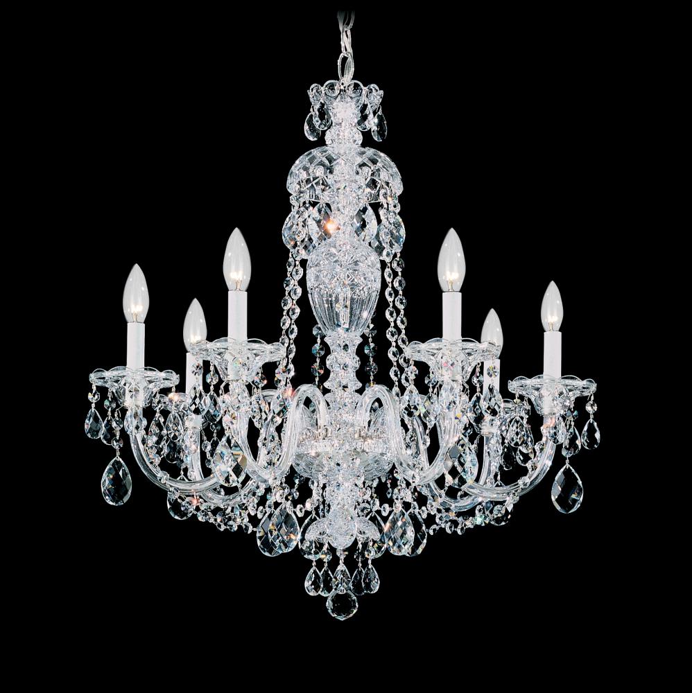 Sterling 7 Light 120V Chandelier in Polished Silver with Clear Heritage Handcut Crystal