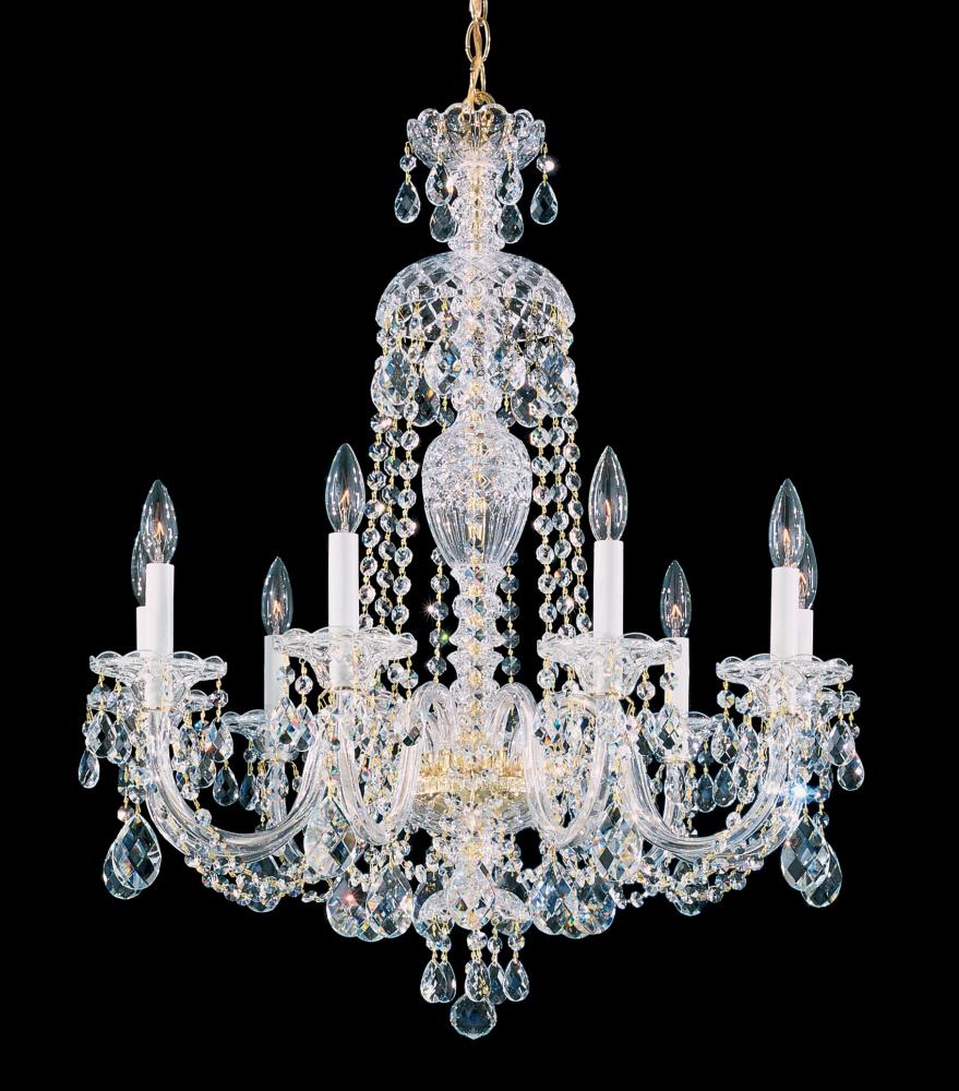 Sterling 9 Light 120V Chandelier in Polished Silver with Clear Heritage Handcut Crystal