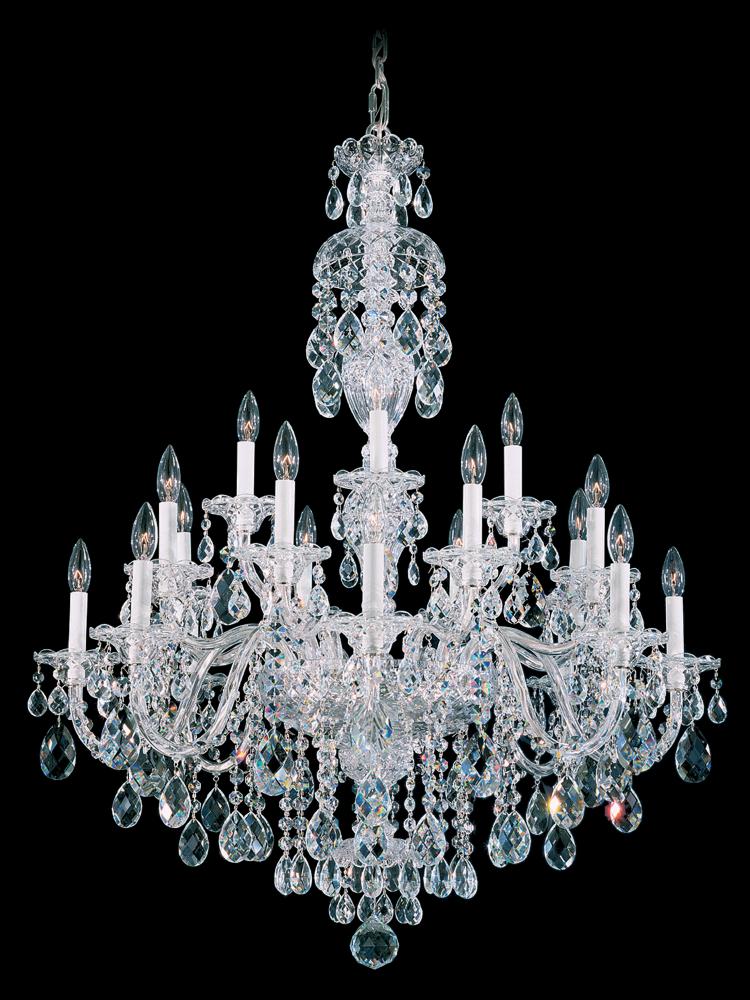 Sterling 20 Light 120V Chandelier in Polished Silver with Clear Heritage Handcut Crystal