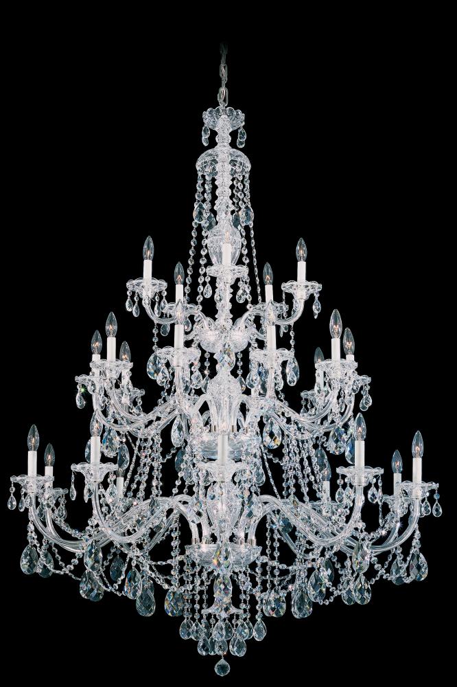 Sterling 25 Light 120V Chandelier in Polished Silver with Clear Heritage Handcut Crystal