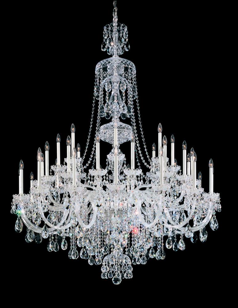 Sterling 45 Light 120V Chandelier in Polished Silver with Clear Heritage Handcut Crystal