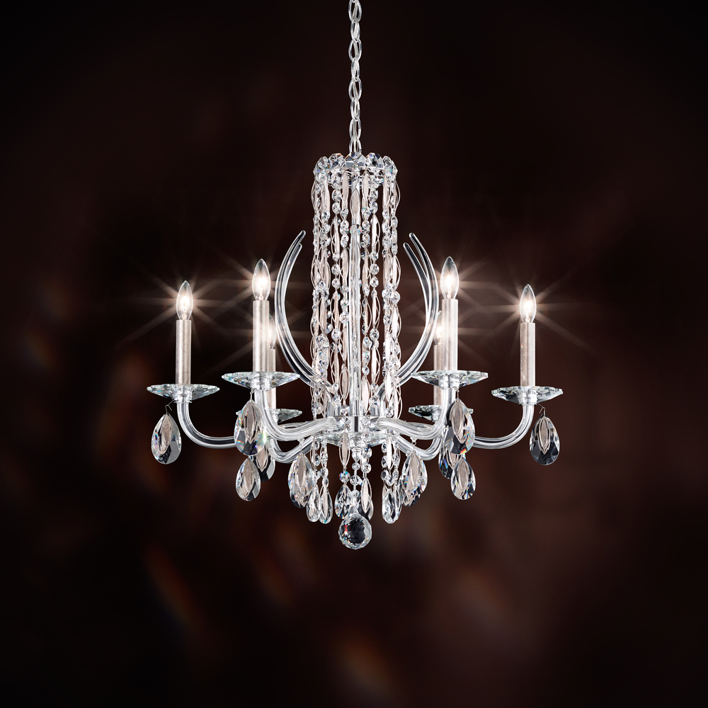 Siena 6 Light 120V Chandelier in Black with Clear Heritage Handcut Crystal