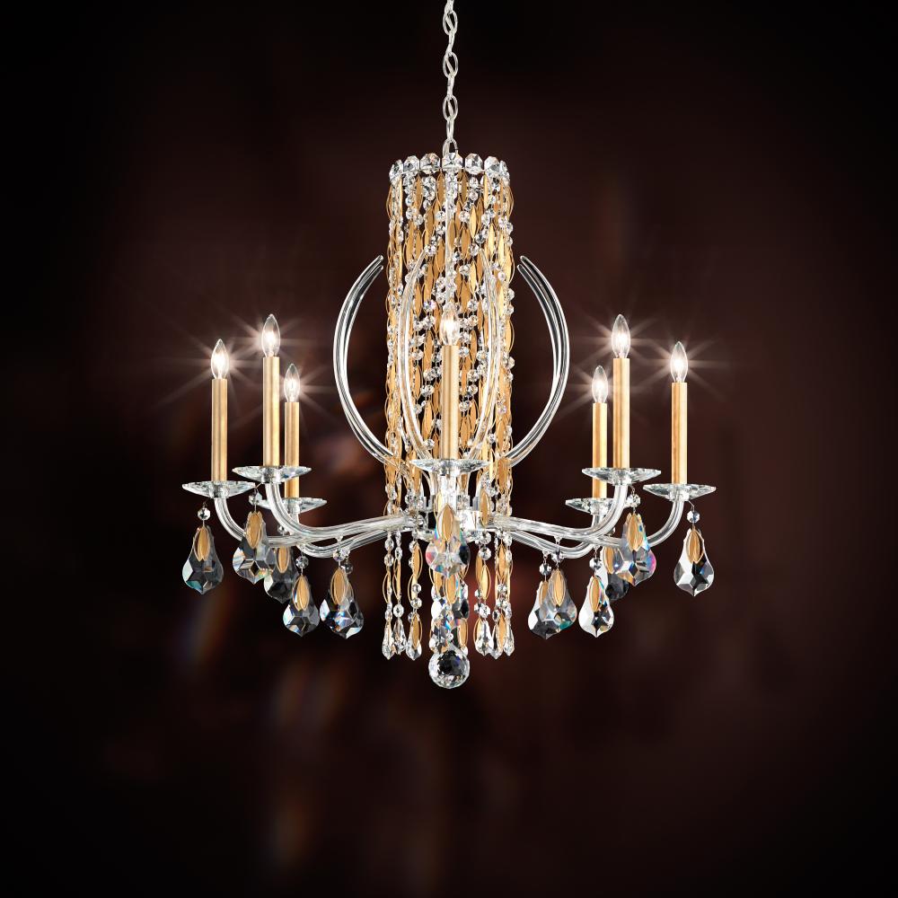 Siena 8 Light 120V Chandelier in White with Clear Heritage Handcut Crystal