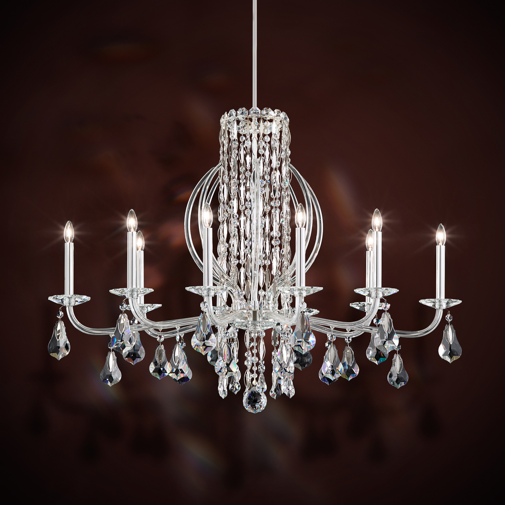 Siena 10 Light 120V Chandelier in Black with Clear Heritage Handcut Crystal