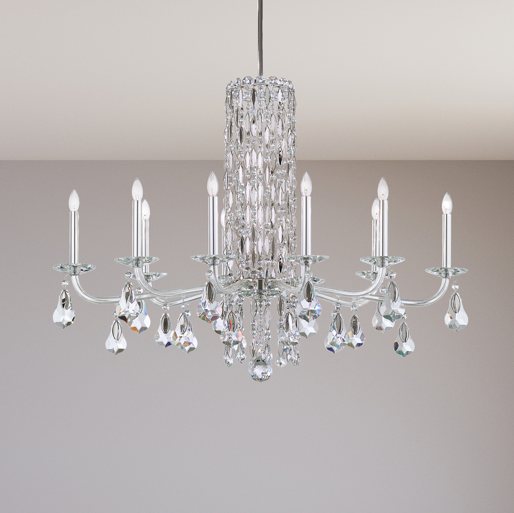 Siena 10 Light 120V Chandelier (No Spikes) in Heirloom Gold with Clear Heritage Handcut Crystal