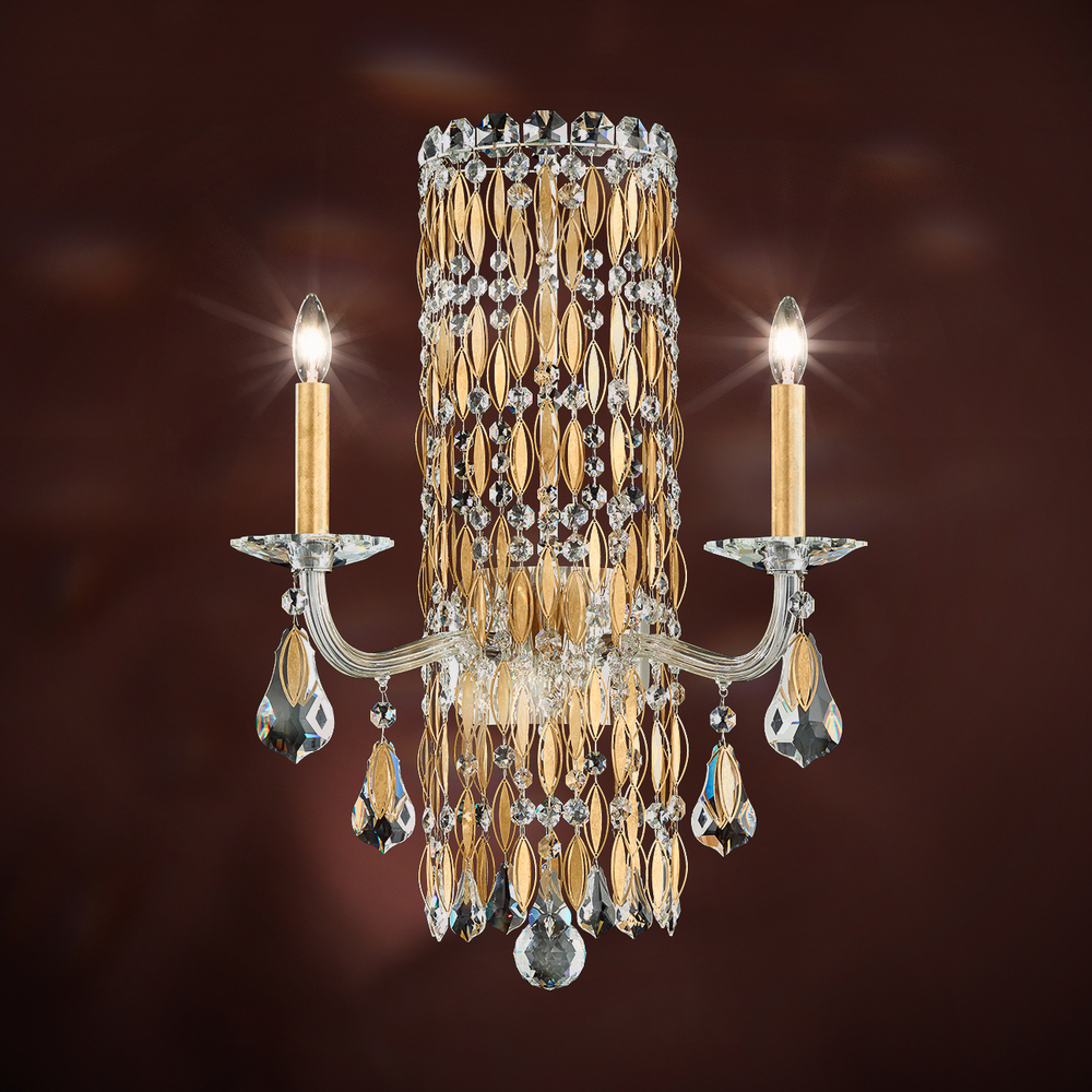 Siena 2 Light 120V Wall Sconce in Polished Stainless Steel with Clear Heritage Handcut Crystal