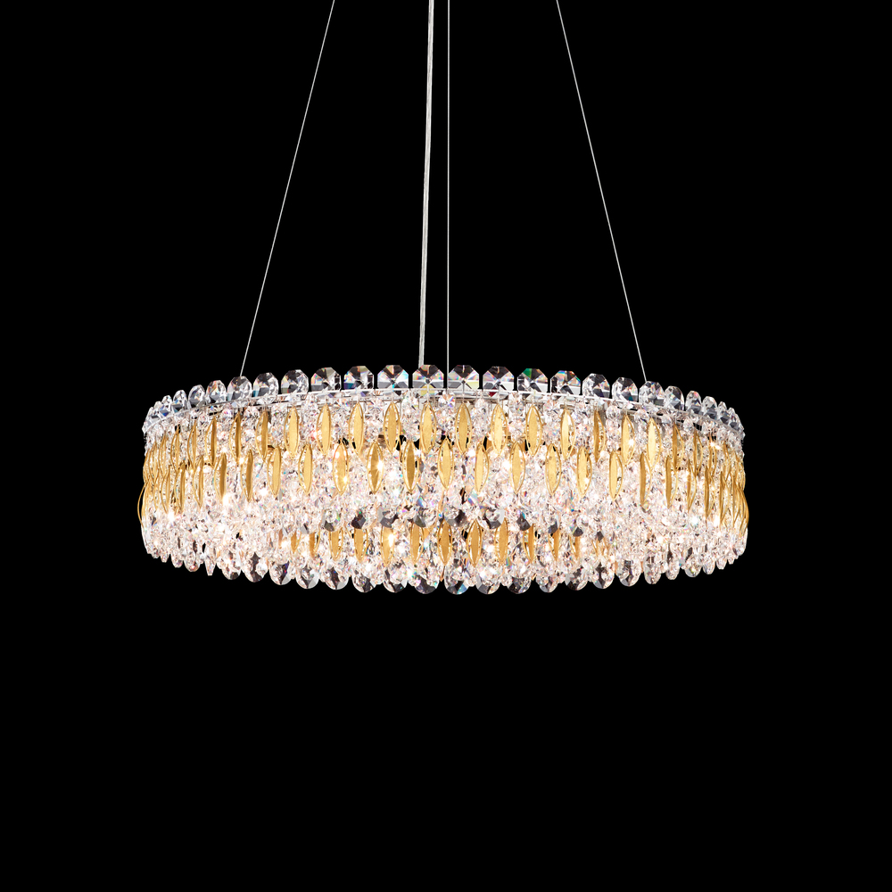 Sarella 12 Light 120V Pendant in Polished Stainless Steel with Clear Heritage Handcut Crystal