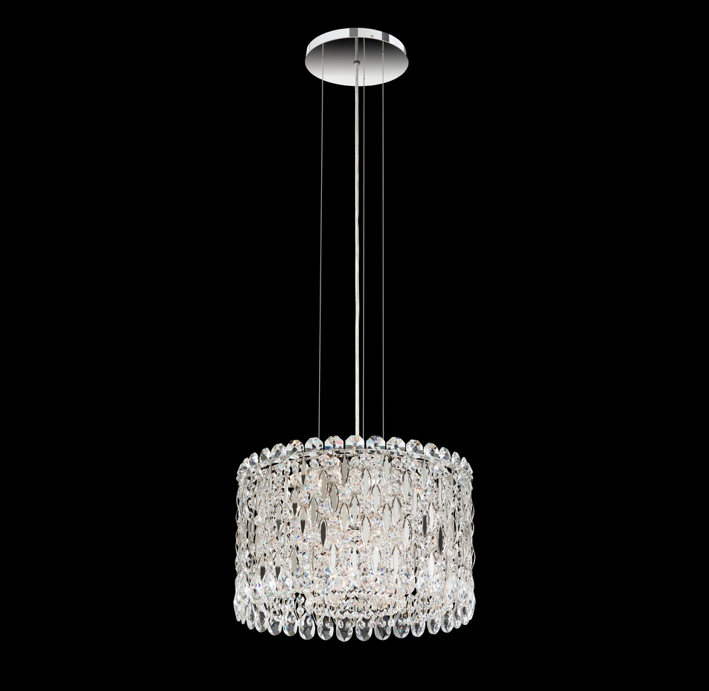 Sarella 8 Light 120V Mini Pendant in White with Clear Heritage Handcut Crystal