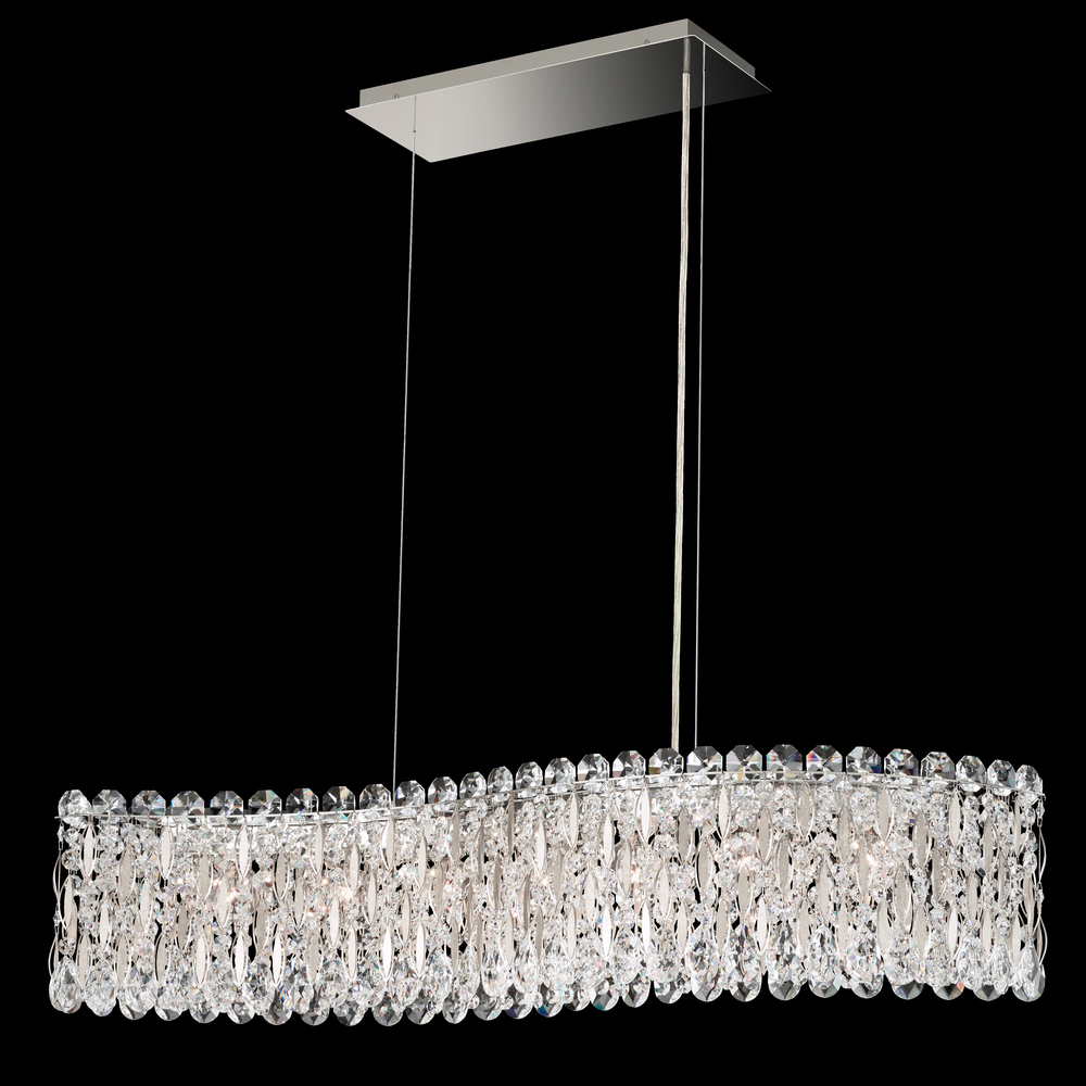 Sarella 7 Light 120V Linear Pendant in Polished Stainless Steel with Clear Heritage Handcut Crysta