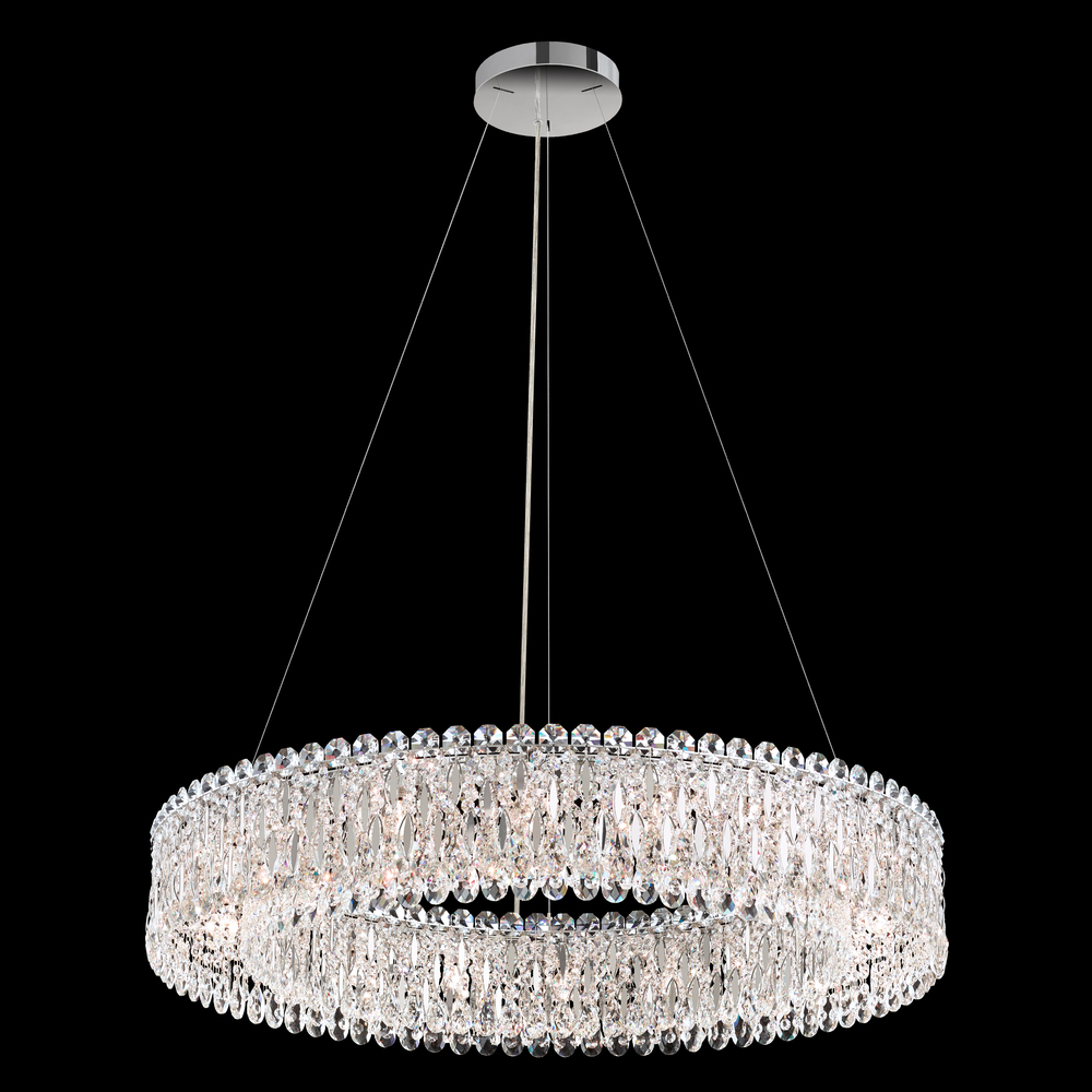 Sarella 18 Light 120V Pendant in Polished Stainless Steel with Clear Heritage Handcut Crystal