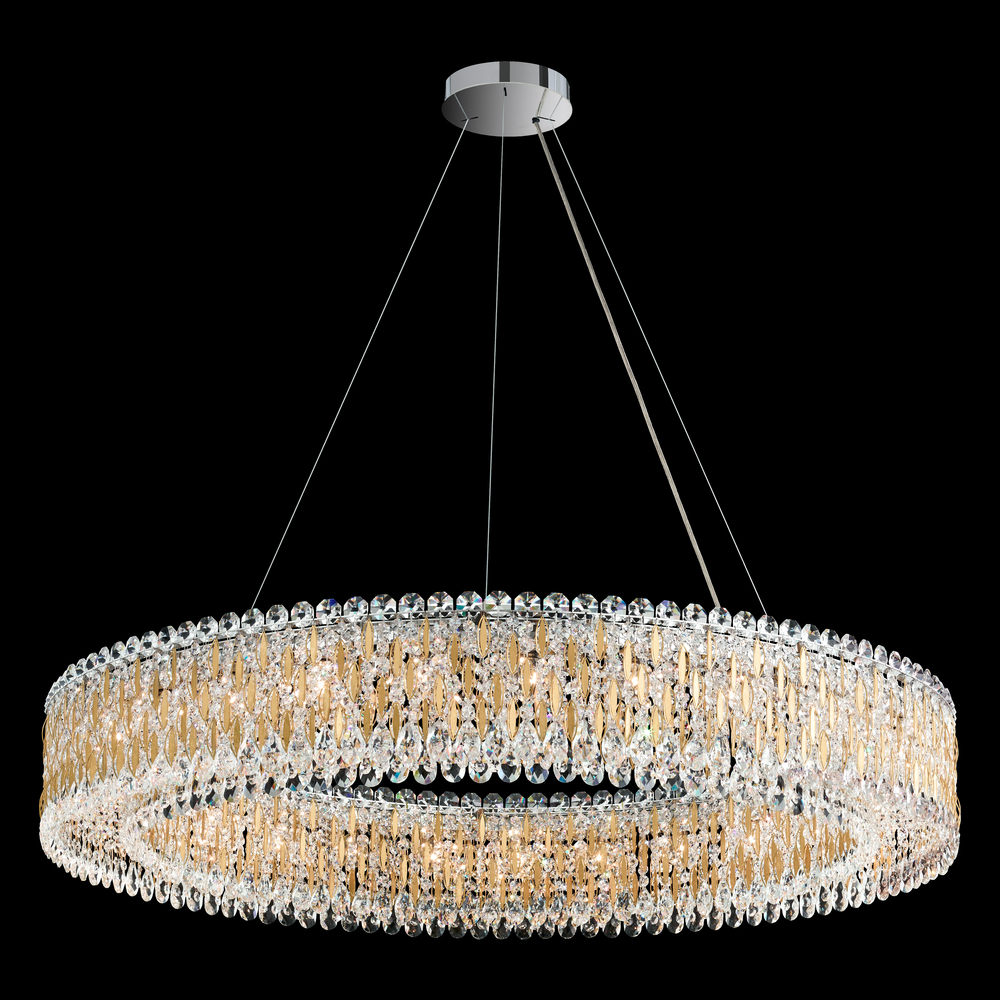 Sarella 27 Light 120V Pendant in Polished Stainless Steel with Clear Heritage Handcut Crystal