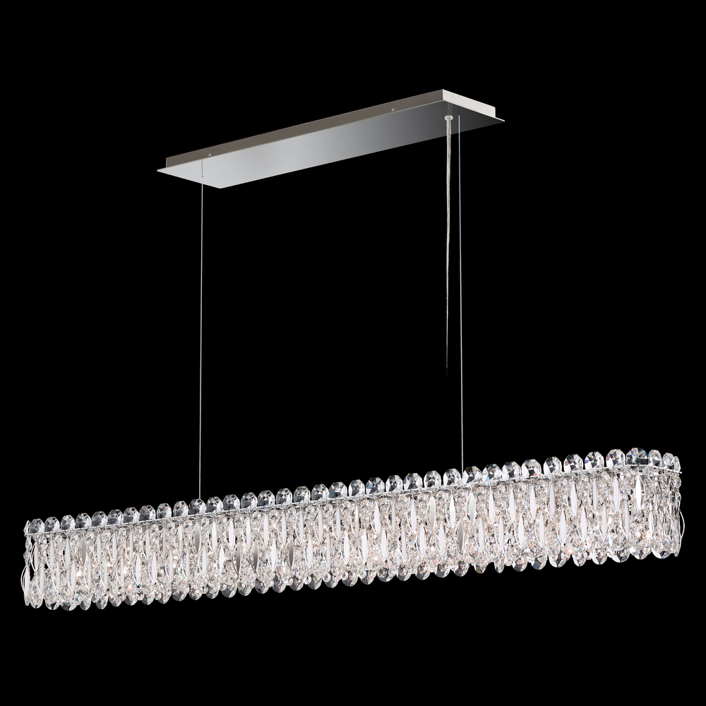 Sarella 11 Light 120V Linear Pendant in Polished Stainless Steel with Clear Heritage handcut Cryst
