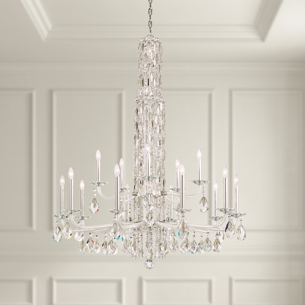 Siena 17 Light 120V Chandelier (No Spikes) in Black with Clear Heritage Handcut Crystal