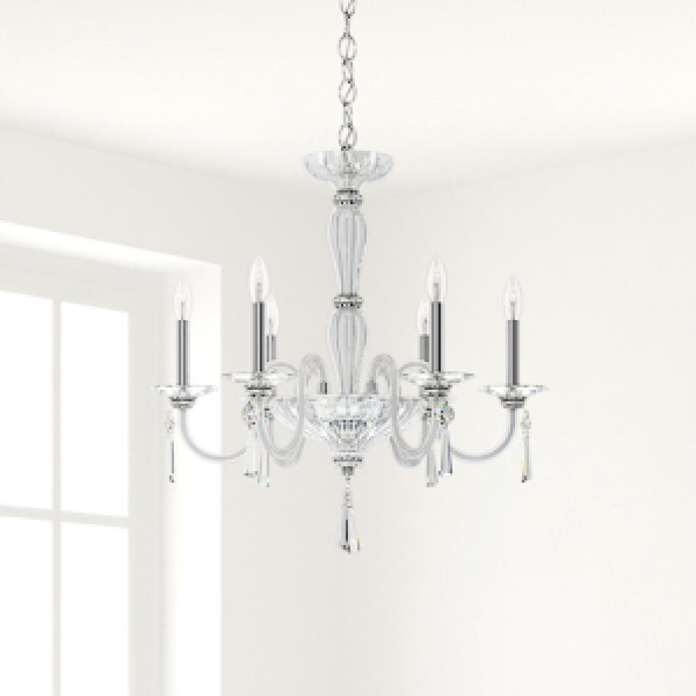 Savannah 6 Light 110V Chandelier in Silver with Clear Heritage Crystal