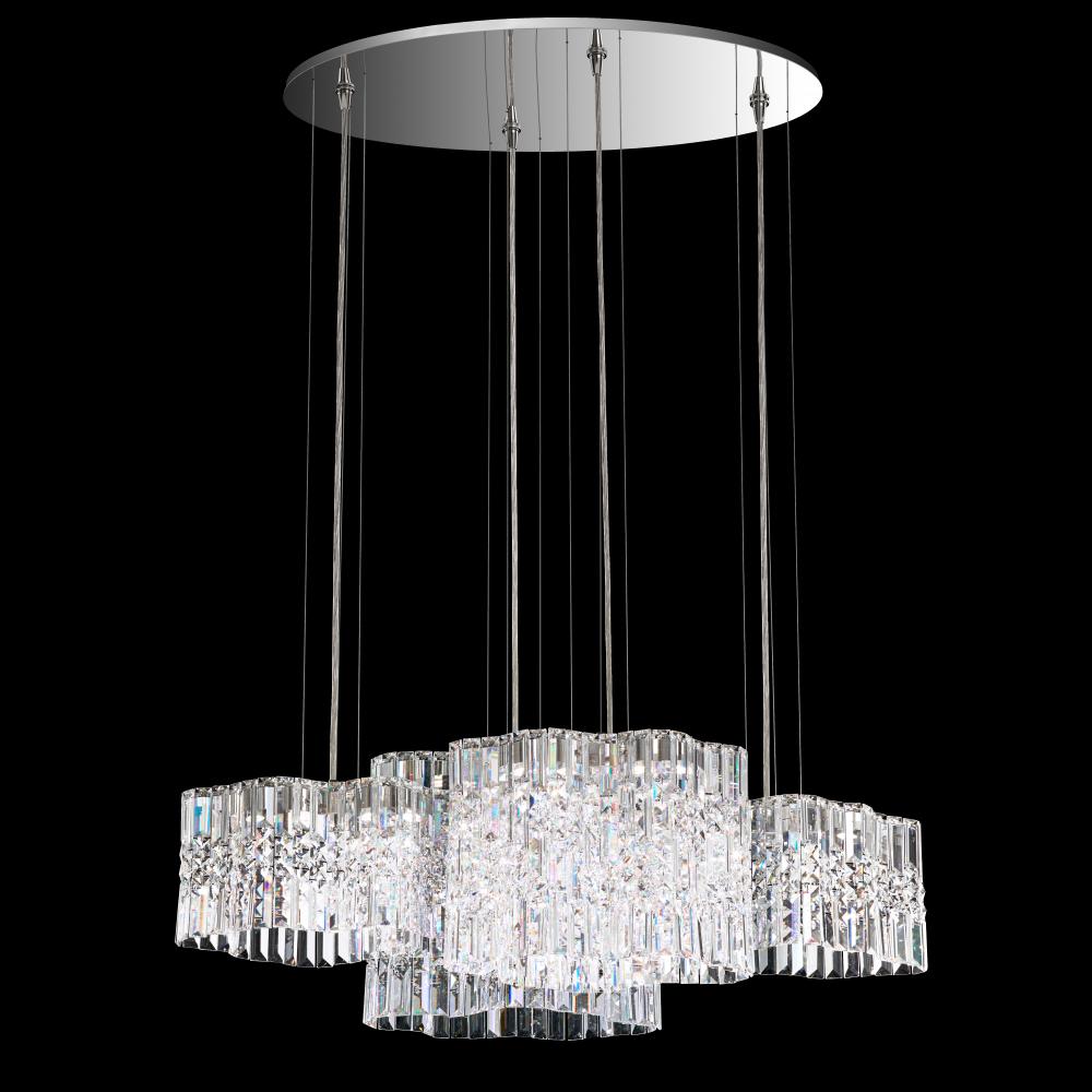 Selene 37in LED 3000K 120V Pendant in Stainless Steel with Clear Optic Crystal