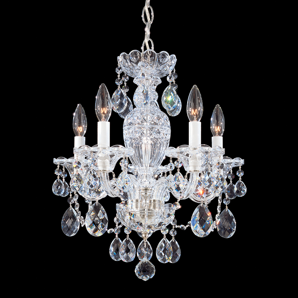 Sterling 5 Light 120V Chandelier in Polished Silver with Clear Heritage Handcut Crystal
