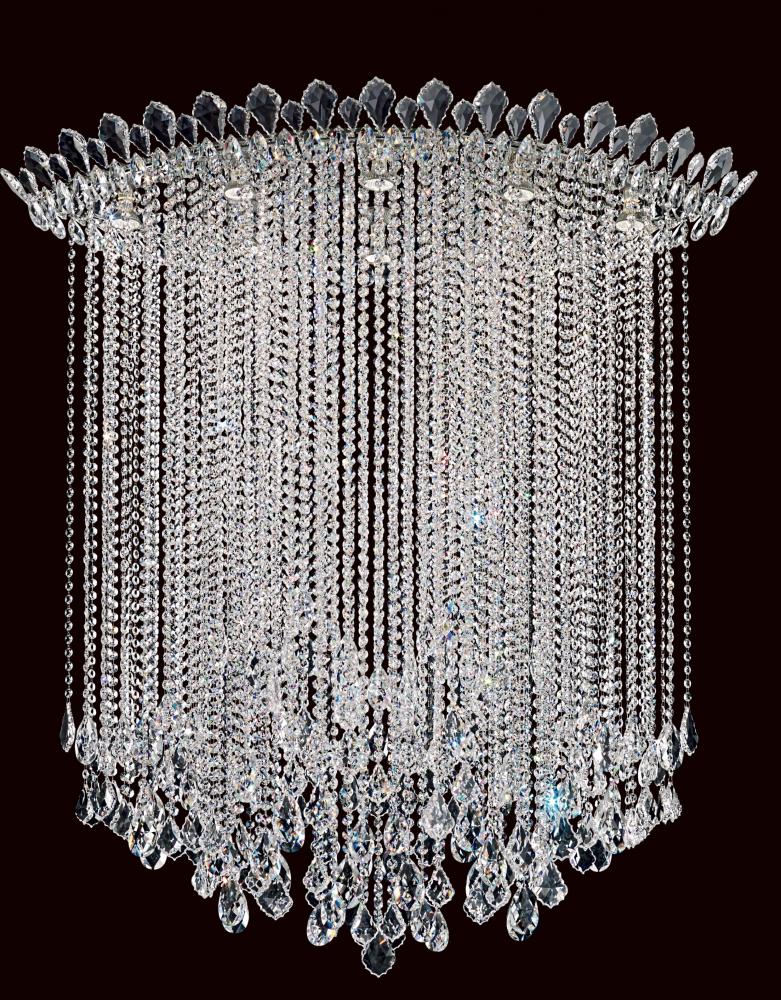 Trilliane Strands 8 Light 120V Flush Mount in Polished Stainless Steel with Clear Heritage Handcut