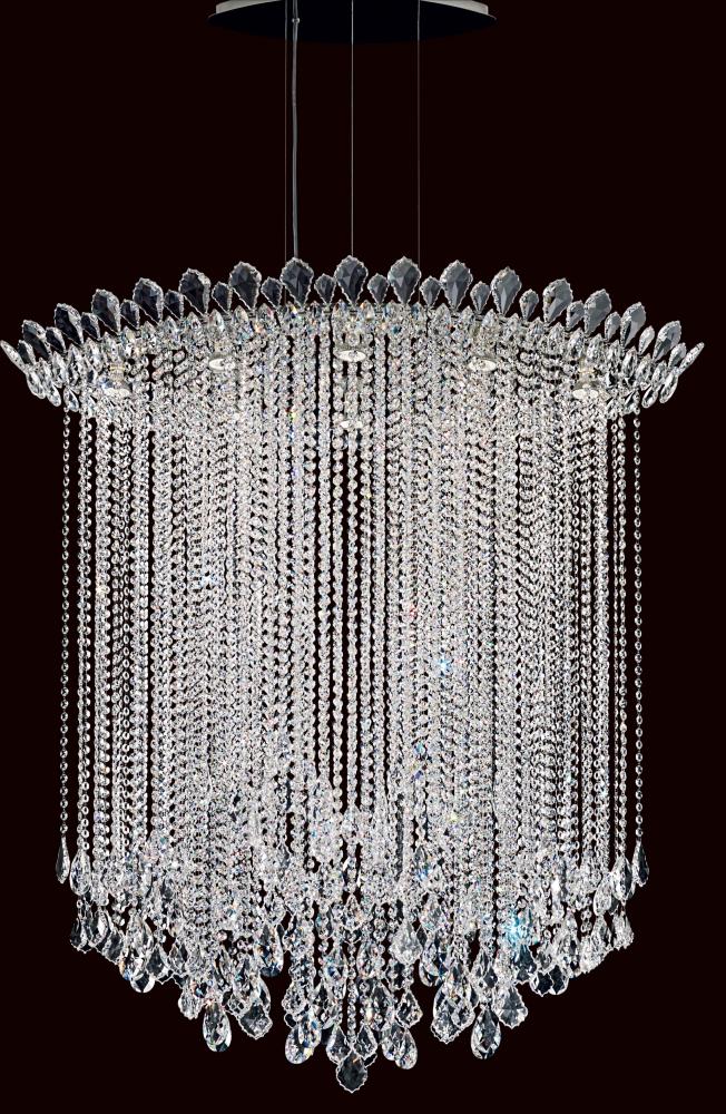 Trilliane Strands 8 Light 120V Pendant in Polished Stainless Steel with Clear Heritage Handcut Cry