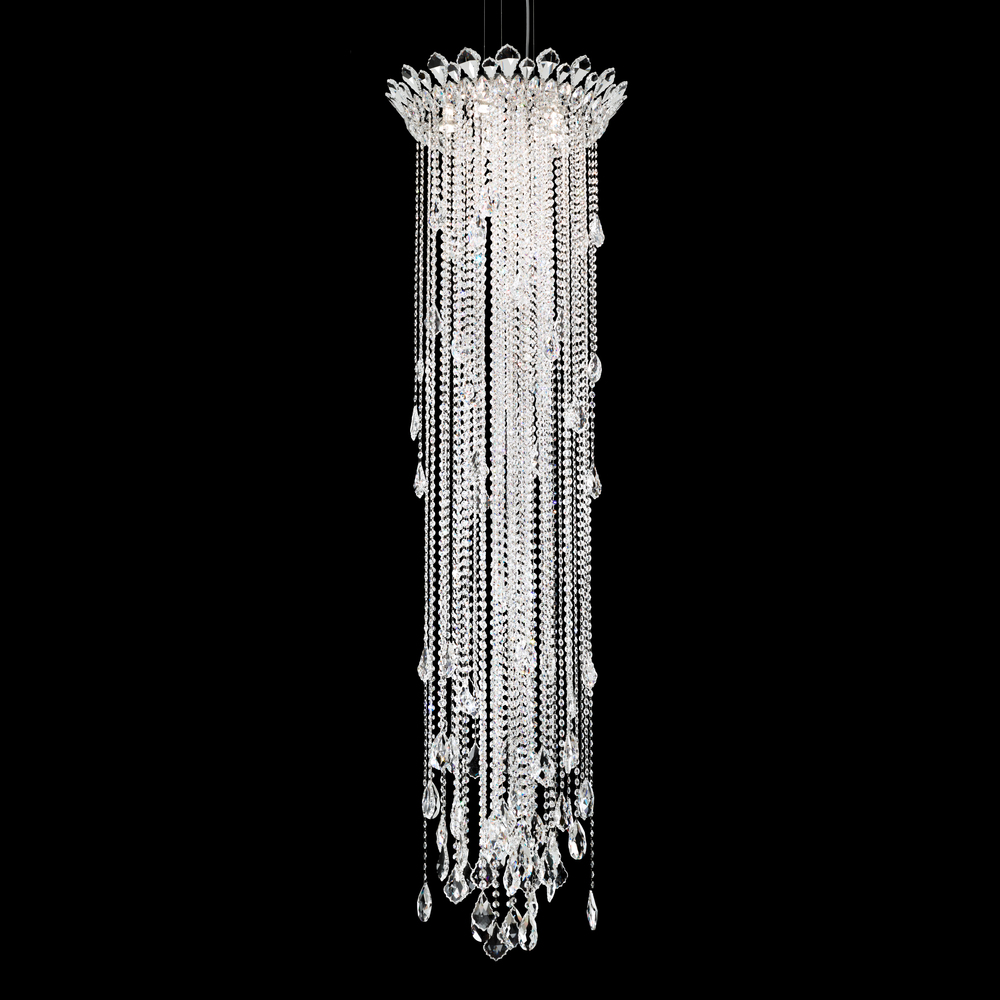 Trilliane Strands 5 Light 120V Pendant in Polished Stainless Steel with Clear Heritage Handcut Cry