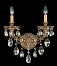 Schonbek 1870 5642-22H - Milano 2 Light 120V Wall Sconce in Heirloom Gold with Clear Heritage Handcut Crystal
