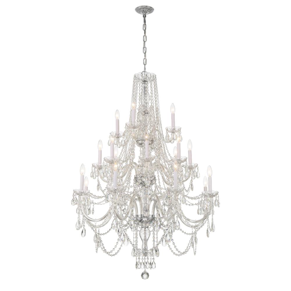 Traditional Crystal 20 Light Hand Cut Crystal Polished Chrome Chandelier