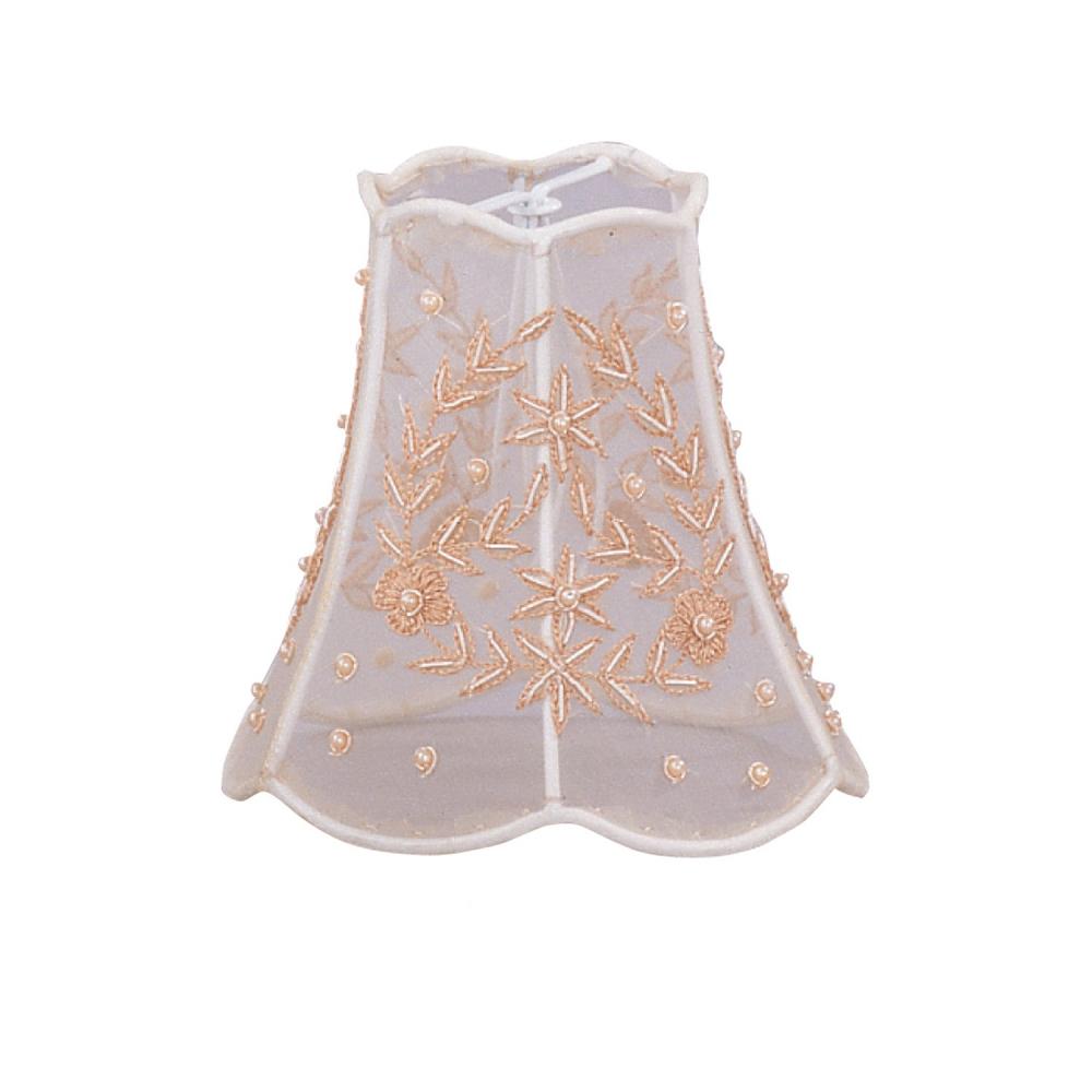 Crystorama 5" Pearl Beaded Shade on Taupe Silk Mini Shade