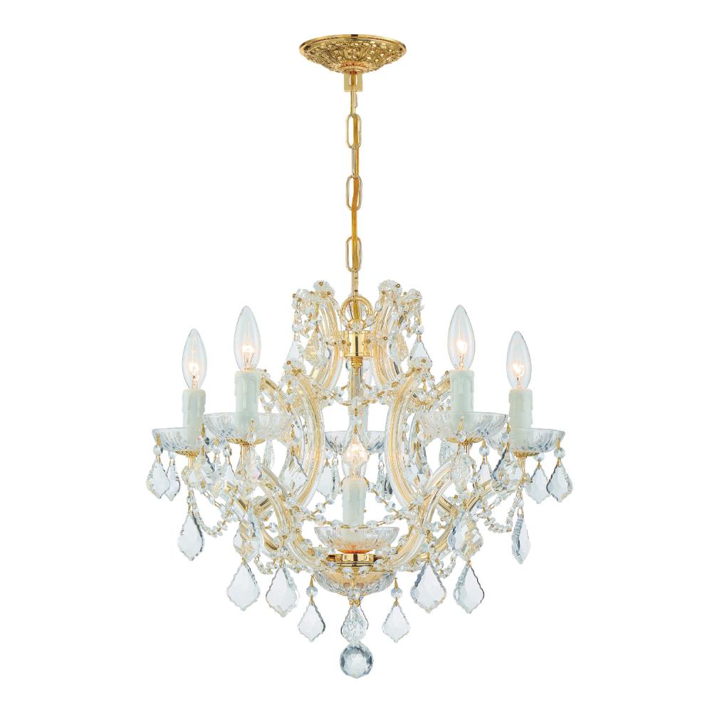 Maria Theresa 6 Light Hand Cut Crystal Gold Chandelier