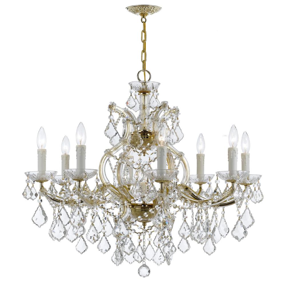 Maria Theresa 9 Light Hand Cut Crystal Gold Chandelier