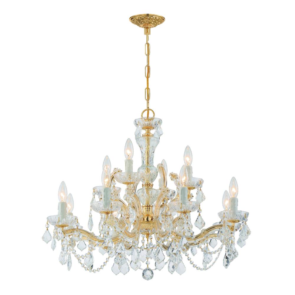 Maria Theresa 12 Light Hand Cut Crystal Gold Chandelier