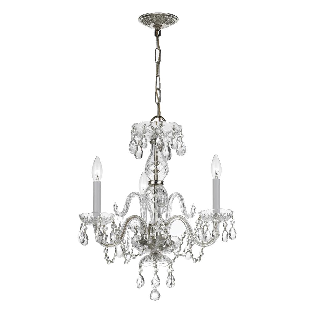 Traditional Crystal 3 Light Clear Crystal Polished Chrome Mini Chandelier