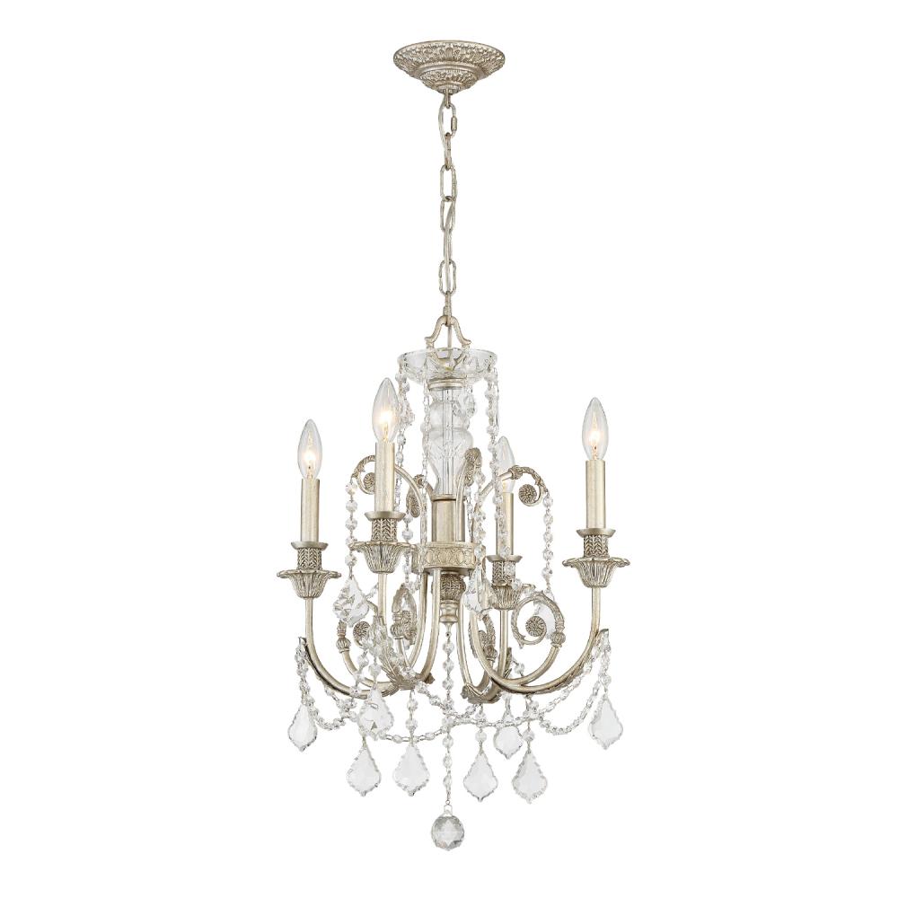 Regis 4 Light Swarovski Strass Crystal Olde Silver Mini Chandelier