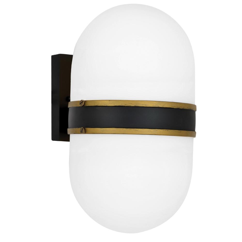 Brian Patrick Flynn for Crystorama Capsule 2 Light Matte Black + Textured Gold Outdoor Sconce