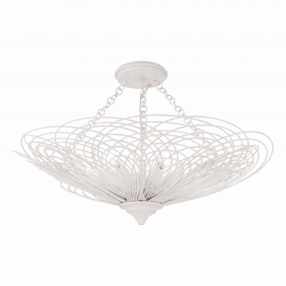 Doral 6 Light Matte White Semi Flush Mount