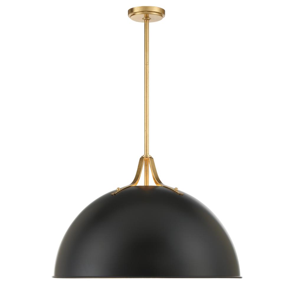 Soto 3 Light Matte Black + Antique Gold Chandelier