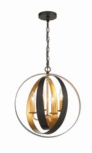 Crystorama 584-EB-GA - Luna 4 Light English Bronze + Antique Gold Sphere Mini Chandelier