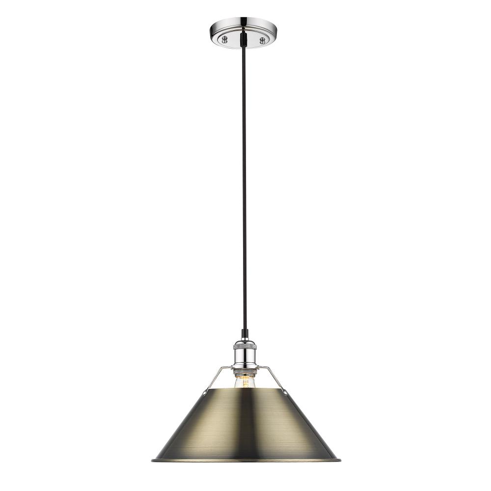 Orwell 14" Wide Large Pendant in Chrome with Aged Brass