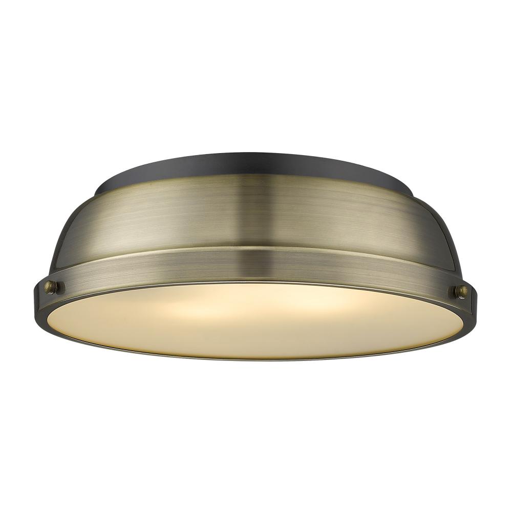 Duncan 14" Flush Mount in Matte Black with Aged Brass