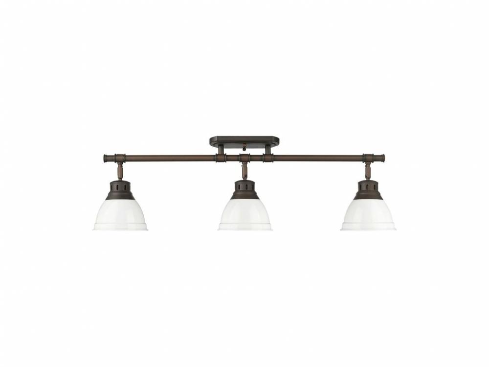 Duncan 3-Light Semi-Flush - Track Light in Rubbed Bronze with White