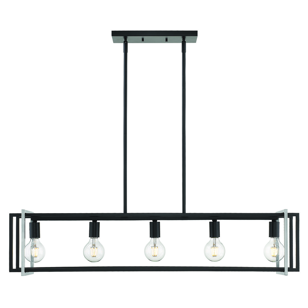 Tribeca Linear Pendant in Matte Black with Pewter Accents