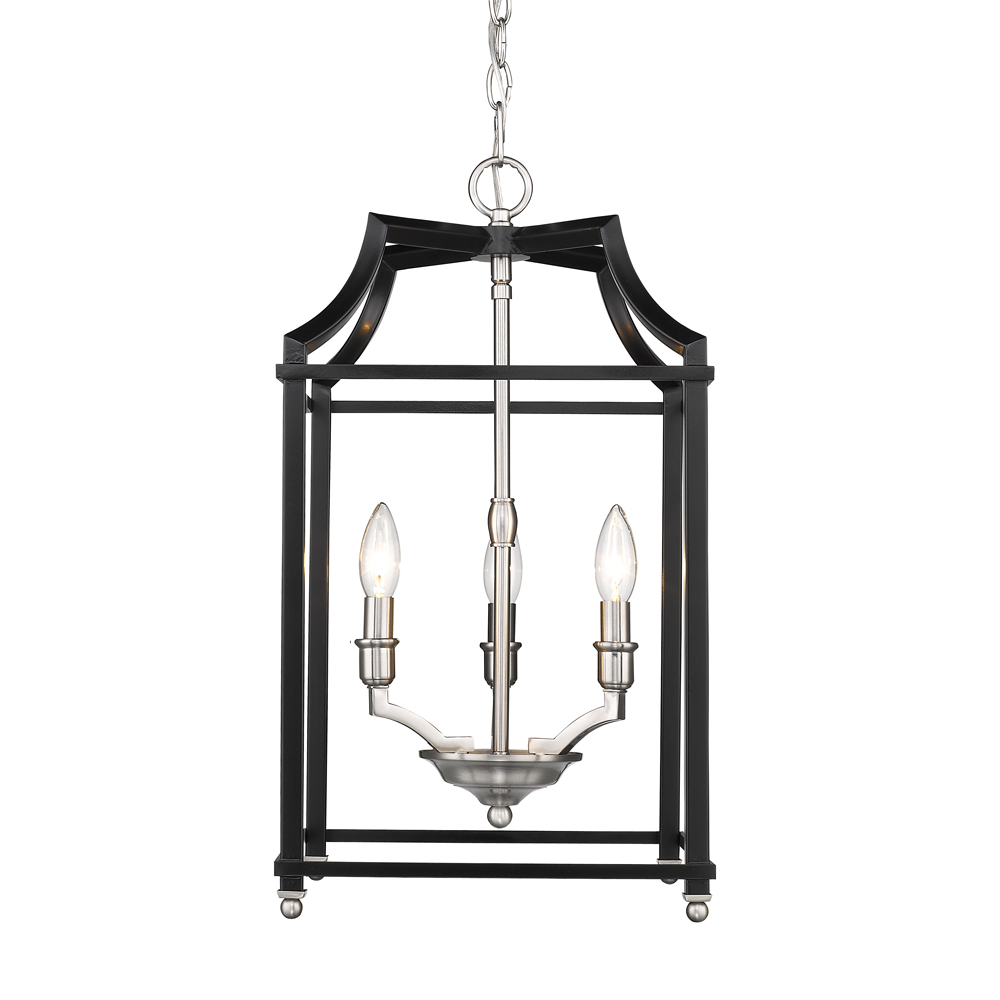 Leighton PW 3 Light Pendant in Pewter with Black